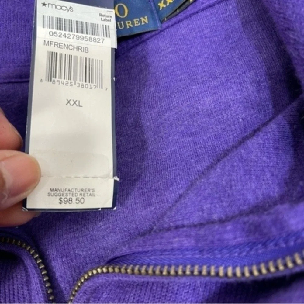 NWT POLO Ralph Lauren Purple 100% Cotton Green Pony Pullover Sweater Mens XXL - Picture 7 of 11